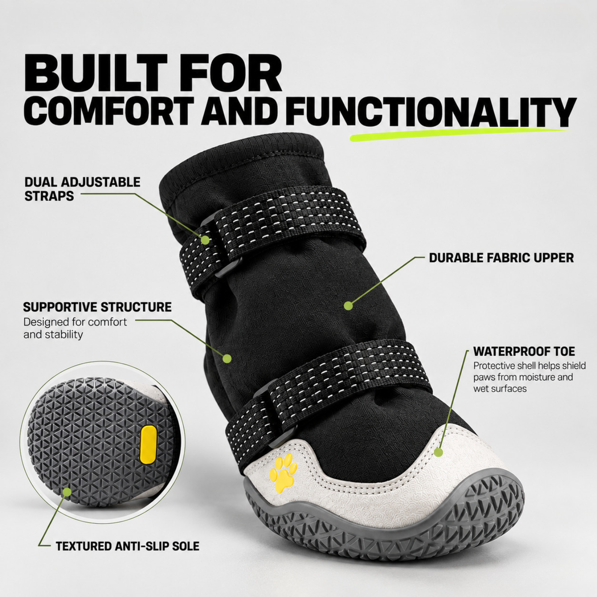 Close-up of the PawProtect™ sole and grip