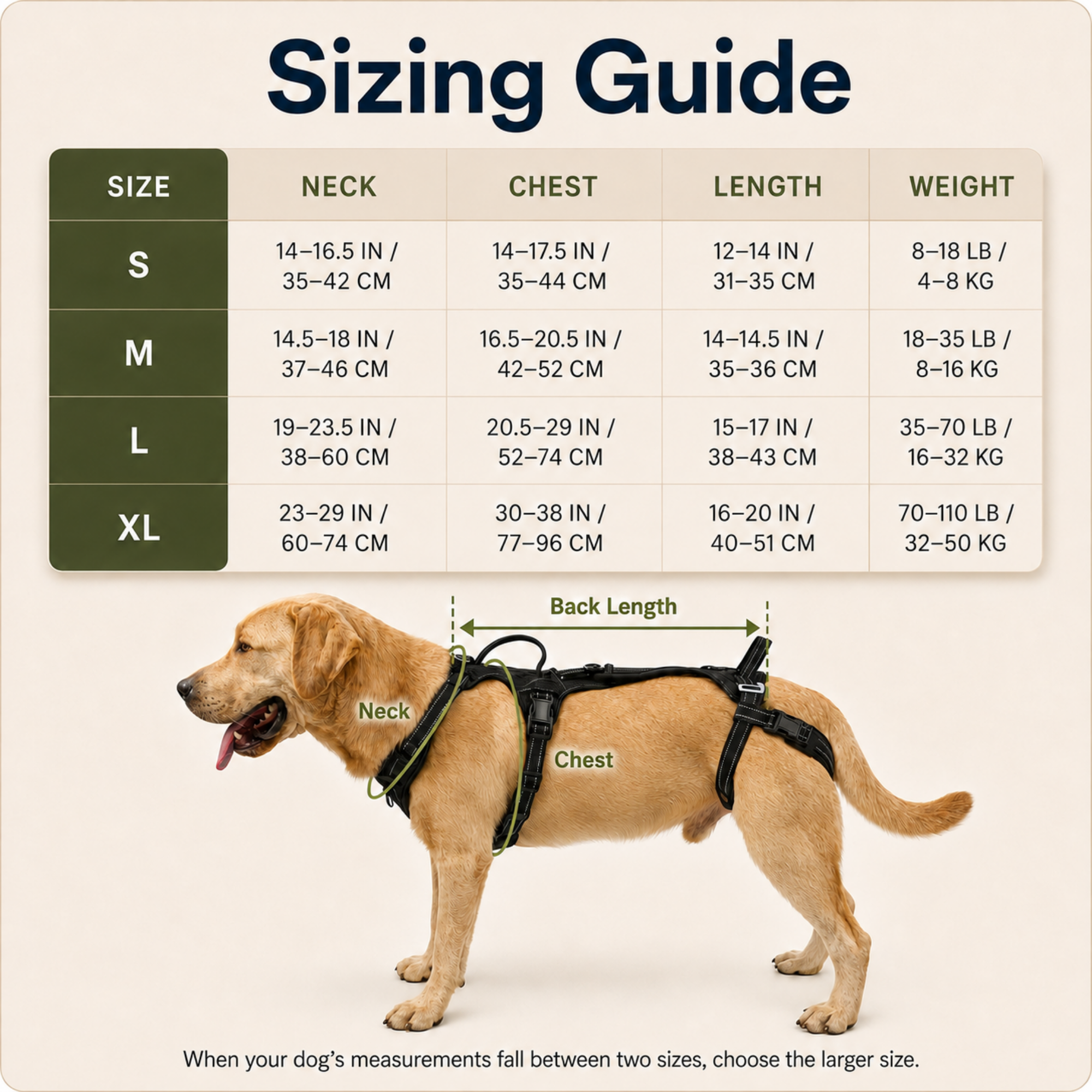Pawwie sizing guide